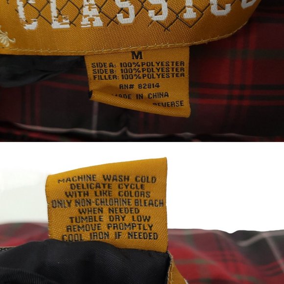 In Style We Trust NY Reversible Zip Puffer Vest Womens M Red Tartan Plaid Black - Picture 12 of 16